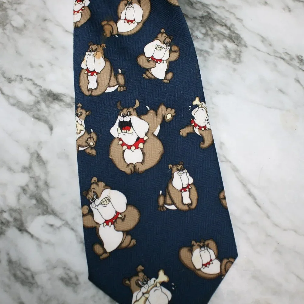 ROBERTO CELLINI SPIKE THE DOG Neck Tie Bulldog Menswear Accessory Animal Print